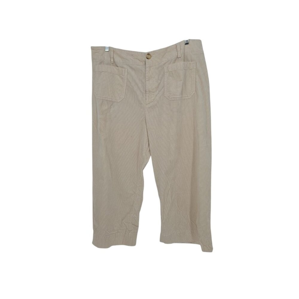 Anthropologie Maeve Size 22W Womens Colette Corduroy Crop Pants Wide Leg Cream